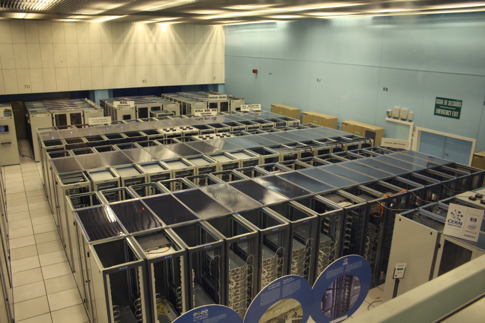 Rows of server racks inside the CERN data center