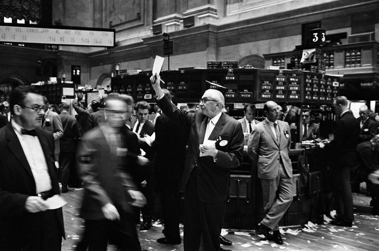 Traders on the floor of the New York Stock Exchange in 1963